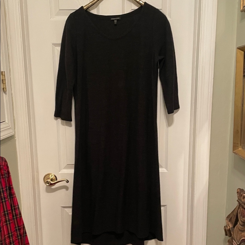 Eileen Fisher Grey Long Sleeve Scoop Neck Dress